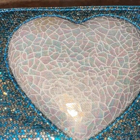 Deux Lux Blue Glitter and Iridescent Heart Wallet - Picture 9 of 10